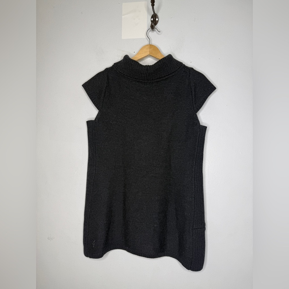 IBEX Merino Wool Kurta Sweater Black Grey Cowlneck Extra Fine Knit Top Large - Picture 2 of 6